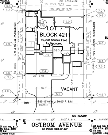 site design of Ostrom Avenue white blueprint
