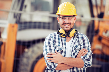 construction worker wearing hard hat